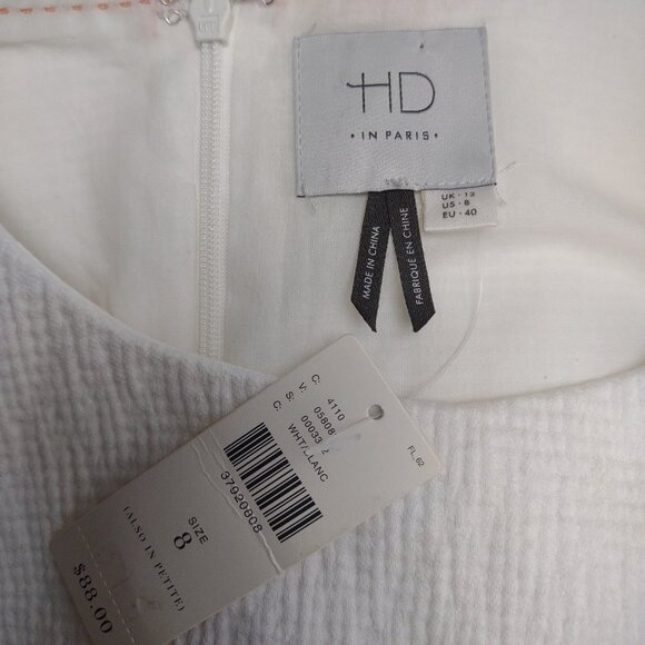 NWT HD in Paris white textured sleeveless peplum blouse top ladies size 8 - Picture 7 of 8